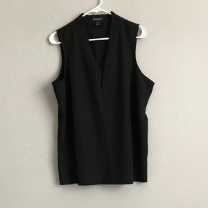 Studio Park x Jayne Brown Double V-Neck Sleeveless Woven Top- Black () A517298